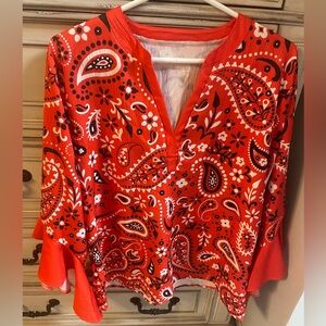 Paisley Red Women's Top